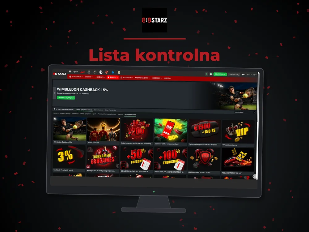 888Starz - Lista kontrolna