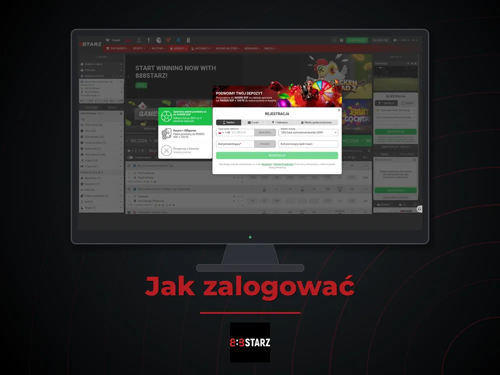 888Starz - Jak zalogować