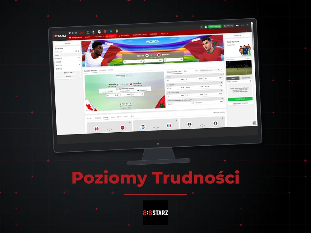 888Starz - Poziomy Trudności