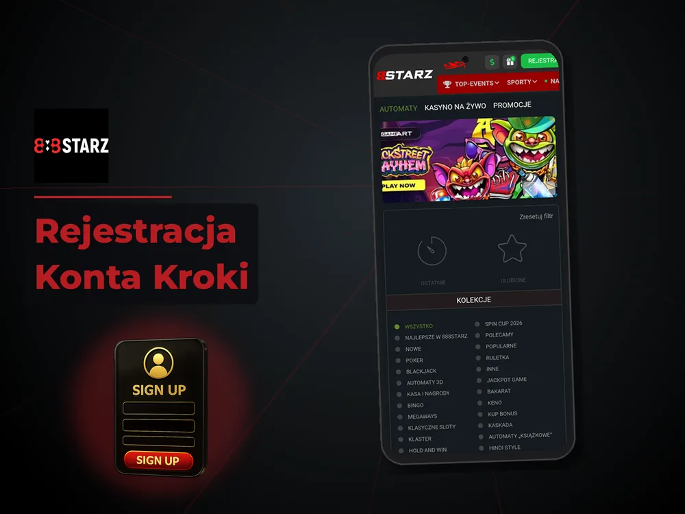 888Starz - Rejestracja Konta Kroki