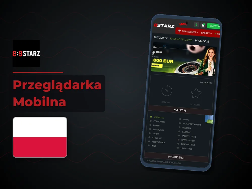 888Starz - Przeglądarka Mobilna