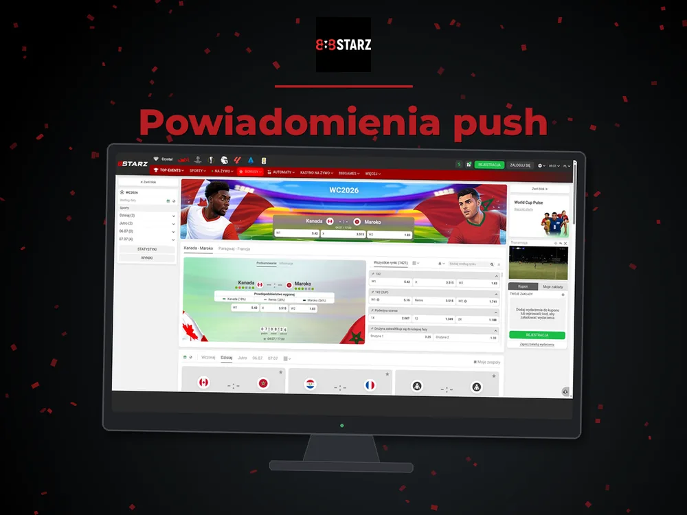 888Starz - Powiadomienia push